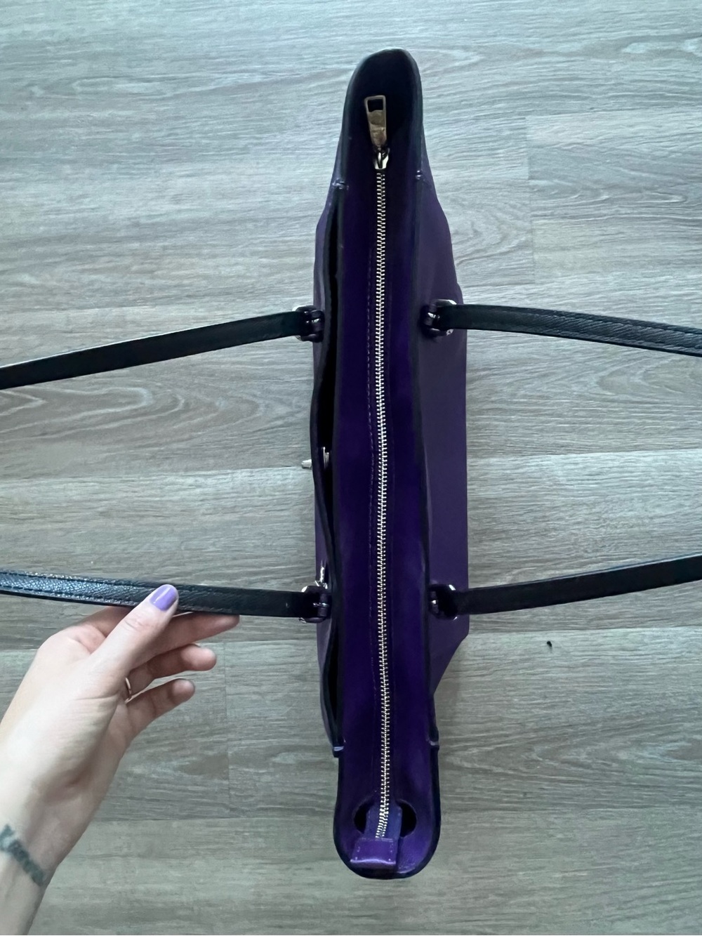 Coach Purple Leather Tote Bag - Picture 4 of 8